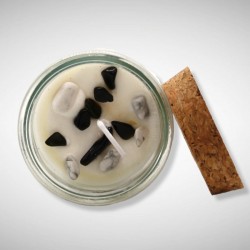 BURVESTĪBU SVECE - LĪDZSVARAM melnais ahāts un baltā jašma, ilang-ilang