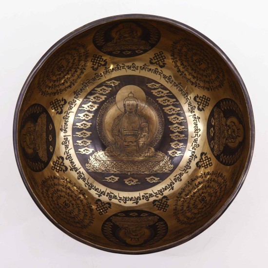 Tibetas dziedinošā dziedošā bļoda ar gravējumu PIECAS BUDAS Ø 21cm