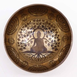 Tibetas dziedinošā bļoda ar gravējumu BUDAS KOKS BODHI Ø 16cm Tibetas dziedinošā bļoda ar gravējumu BUDAS KOKS BODHI Ø 16cm