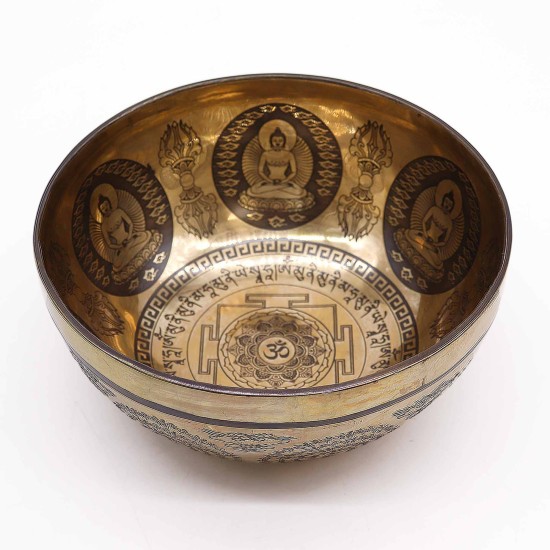 Tibetas dziedinošā dziedošā bļoda ar gravējumu OM un BUDDA Ø 21cm