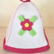 Pirts cepure ar aplikāciju "Zieds", balta (x1) Pirts cepure ar aplikāciju "Zieds", balta (x1)