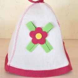 Pirts cepure ar aplikāciju "Zieds", balta (x1) Pirts cepure ar aplikāciju "Zieds", balta (x1)
