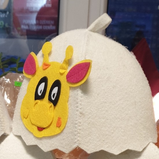 Kids Sauna hat "Giraffe", white (x1)