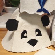 Pirts cepure bērniem "Panda ar ausīm", balta (x1) Pirts cepure bērniem "Panda ar ausīm", balta (x1)