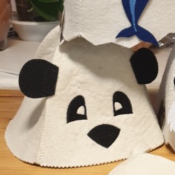 Pirts cepure bērniem "Panda ar ausīm", balta (x1) Pirts cepure bērniem "Panda ar ausīm", balta (x1)