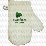 Mitten for Sauna "С лёгким паром!", white (x1) Mitten for Sauna "С лёгким паром!", white (x1)