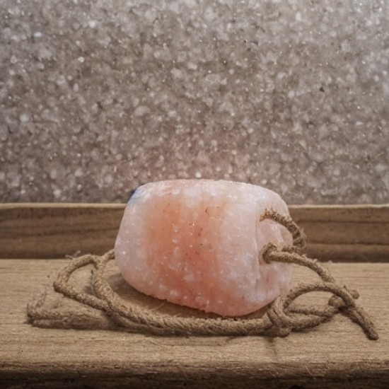 Himalayan salt licking stone on jute rope 1-2kg Himalayan salt licking stone on jute rope 1-2kg
