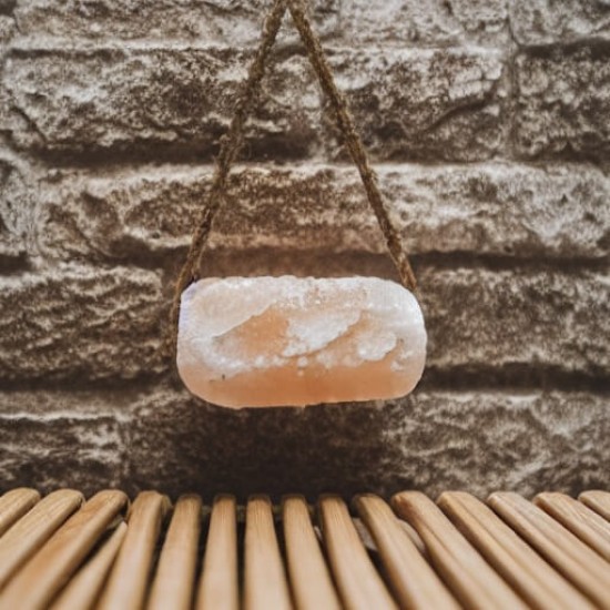 Himalayan salt licking stone on jute rope 1-2kg Himalayan salt licking stone on jute rope 1-2kg