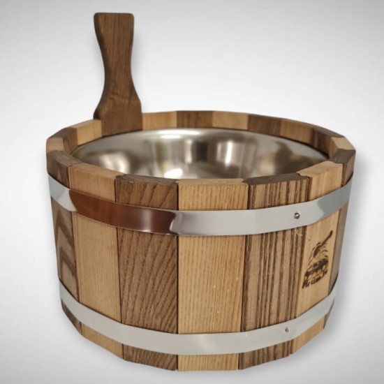 Oak wood bowl MIX for sauna with metal inner bowl 3L