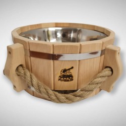 Pirts ķipis ar nerūsējošā tērauda ieliktni 5L virves rokturi Pirts ķipis ar nerūsējošā tērauda ieliktni 5L virves rokturi