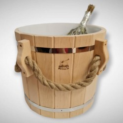 Pirts spainis ar plastmasas ieliktni un vāku 20L, rokturis pīta virve Pirts spainis ar plastmasas ieliktni un vāku 20L, rokturis pīta virve