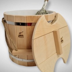 Pirts spainis pirts slotām ar plastmasas ieliktni un vāku 20L Pirts spainis pirts slotām ar plastmasas ieliktni un vāku 20L